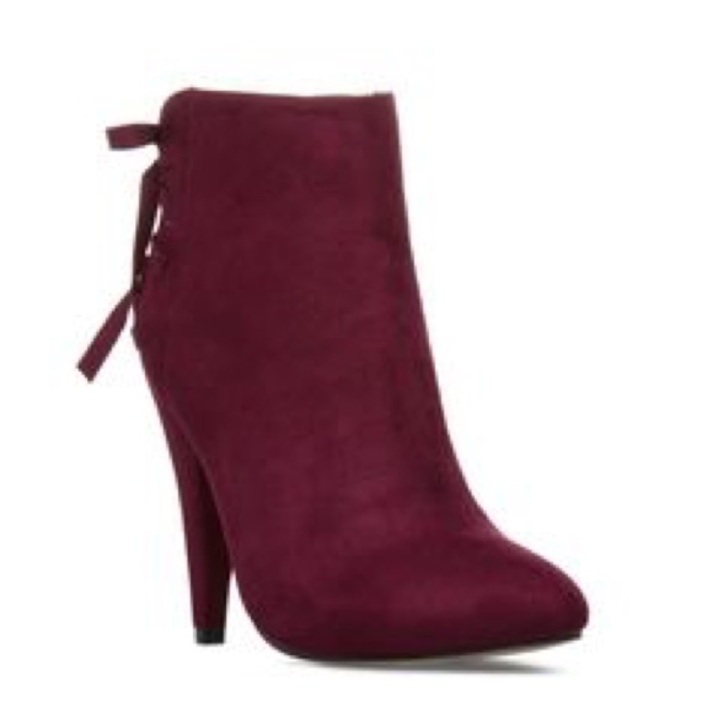 Shoedazzle Purple Booties Lace-Up Heels